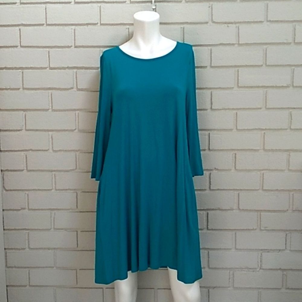Aryeh Teal Long Sleeve Flowy Dress. Size Medium NWT